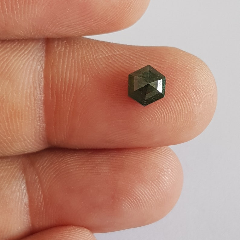 1,02 karat/6,6 mm klarblå fancy hexagon sköldformad rosenslipad diamant lös, fasetterad rosenslipad lös diamant cabochon för smycken, DDS728/7 bild 8