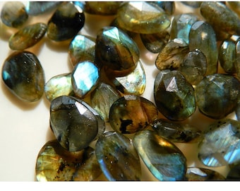 10 Pieces 9x13mm To 12x20mm Each Labradorite Rose Cut Flat Loose Cabochons RS17