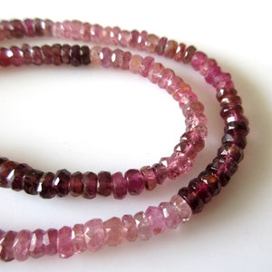 4mm Pink Tourmaline Faceted Rondelle Beads Rubellite for Jewelry Necklace, 14 Inches,  GDS1110