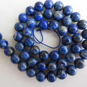 Lapis Lazuli Großloch Edelstein Perlen, 8mm Lapis Lazuli glatte runde Perlen, Bohrergröße 1mm, 15-Zoll-Strang, GDS575