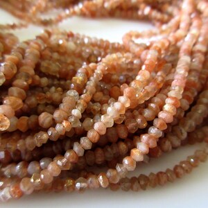 Sunstone Rondelle Beads, Faceted Sunstone Rondelle Beads, 4mm And 3mm Sunstone Beads, Sunstone gemstone, 13 Inch Strand, GDS1063