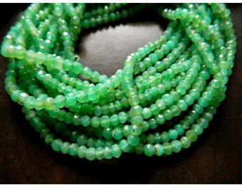 Chrysoprase Rondelle Beads, 3.5mm Chrysoprase Faceted Rondelle Beads, 13 Inch Strand