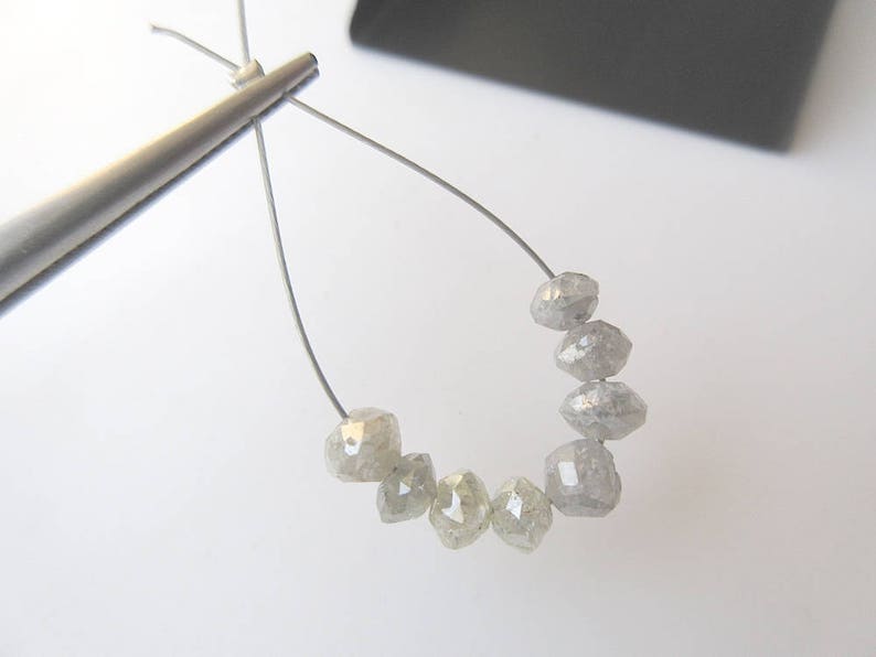 White Raw Uncut Diamond DDS51119 5mm Approx 1 Piece Natural White Grey Rough Diamond Drilled 1mm Large hole Diamond Bead