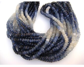 Shaded Natural Blue Sapphire Faceted Rondelle Beads 4mm Sapphire Beads 16 Inch Strand