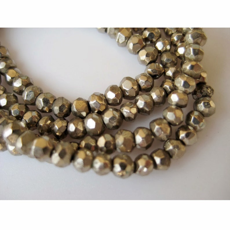Natural Pyrite Micro Faceted Rondelle Beads, 3.5mm Beads, 13 Inch Strand, Wholesale Beads image 2