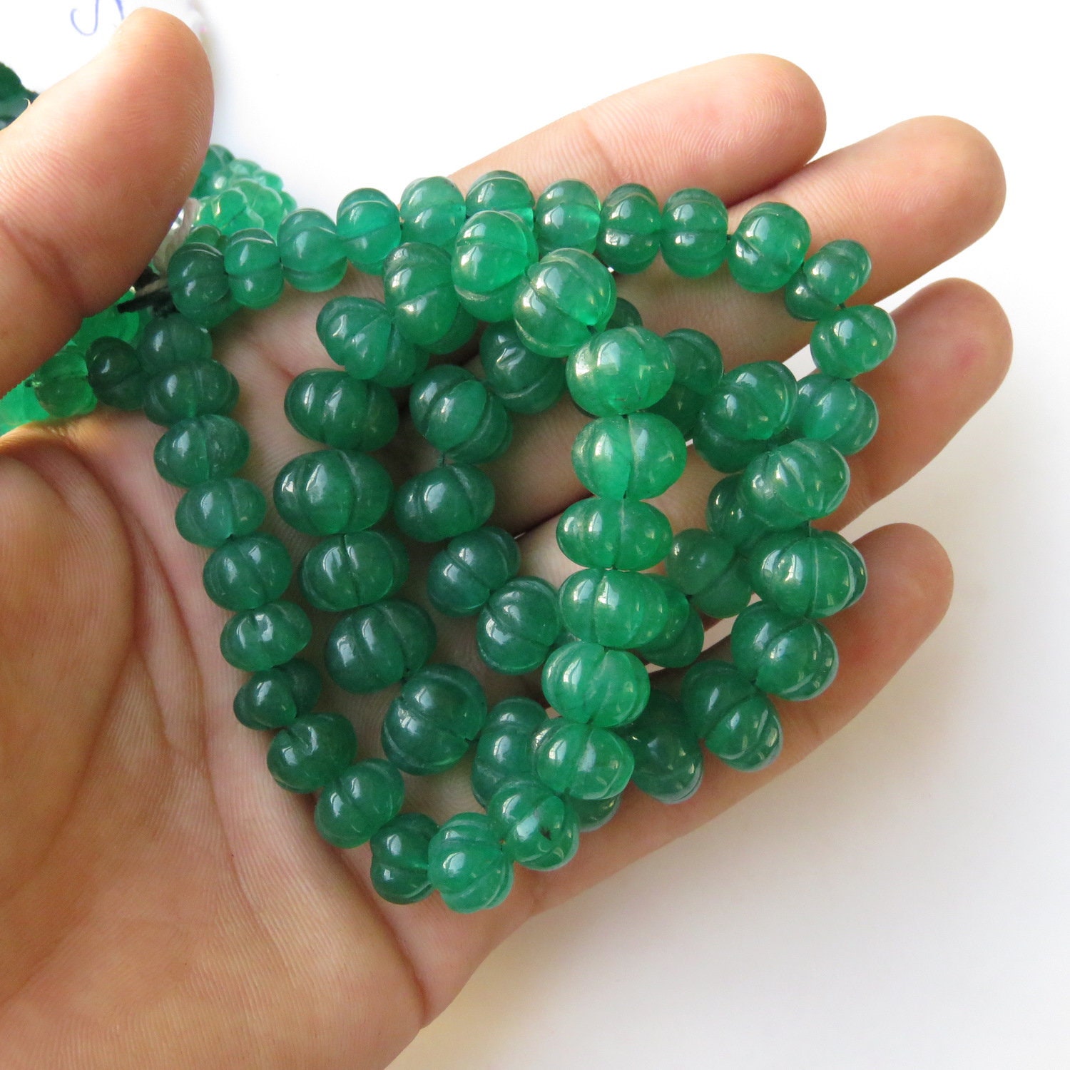 Green Jade Carved Melon Beads Green Jade Melon Beads 9mm to Etsy UK