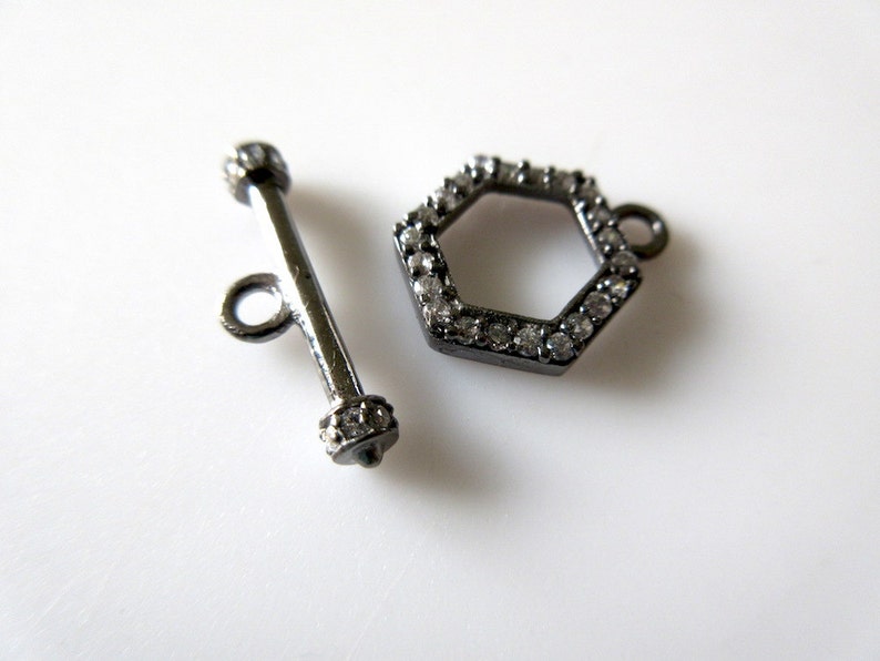 1 Set Sterling Silver Diamond Toggle Clasp With Cubic Zirconia Etsy