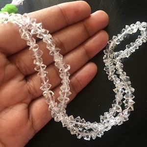 AAA Clear White Herkimer Diamond Nugget Beads, 5-7mm/7-8mm Centre Drilled Raw Herkimer Diamond Loose Wholesale Beads, 15.5 Inch, GDS739