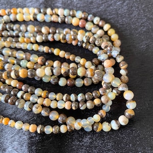 Natural Boulder Opal Smooth Round Beads, 4mm and 4.5mm Boulder Opal Smooth Ball Beads Jewelry Making Design For Bracelet & Necklace, GDS2132