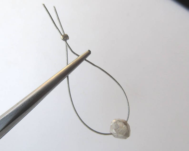 White Raw Uncut Diamond DDS51119 5mm Approx 1 Piece Natural White Grey Rough Diamond Drilled 1mm Large hole Diamond Bead