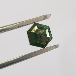 1,02 karat/6,6 mm klarblå fancy hexagon sköldformad rosenslipad diamant lös, fasetterad rosenslipad lös diamant cabochon för smycken, DDS728/7 bild 5