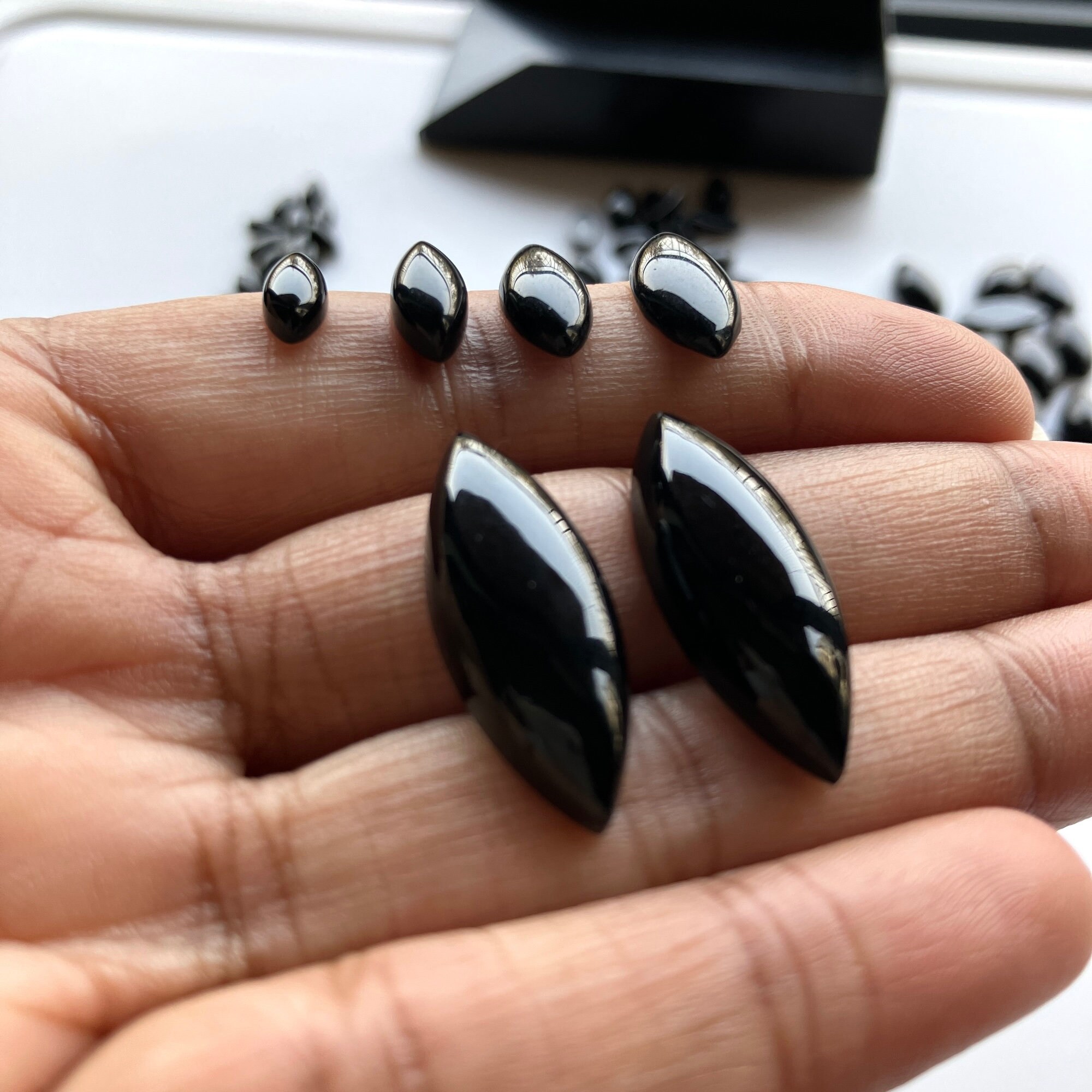 Marquise Shape Black Onyx Cabochon, 8x4mm/10x5mm/12x6mm