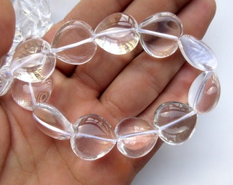 Crystal Quartz Smooth Heart Beads, Natural Clear Quartz Rock Crystal Vertical Drilled Heart Beads, 18mm Beads, 15 Inch, GDS1523