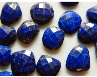 5 Pieces 13mm To 18mm Each Natural Lapis Lazuli Rose Cut Faceted Loose Cabochons - RS12