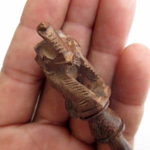 5 Pieces Rose/Mango Wood Elephant Hand Carved Hair Fork, Natural Wood Hair Stick, Wooden Hair Accessories, 1 Prong Hair Fork, GDS1042/14
