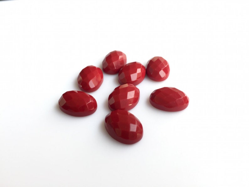 60 Pieces Coral Cabochon Calibrated 10x14mm SKU-CO3 Loose Gemstone Cabochon Faceted Oval Cabochon