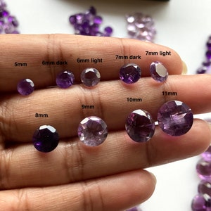 6 Stück 6 mm / 7 mm / 8 mm / 9 mm / 10 mm / 11 mm Natürliche Amethyst Rundförmige facettierte Edelsteine Rund Brilliant Cut Amethyst Für Schmuck, BB409