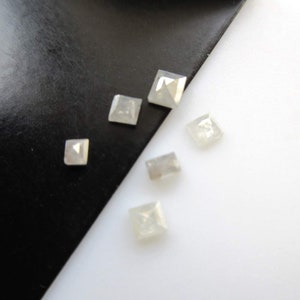 Set Of 6 Tiny Mix Shaped 2.5mm to 3.9mm Clear White Rose Cut Diamond Loose Cabochon, Faceted Diamond Rose Cut Cabochon For Jewelry, DDS568/9