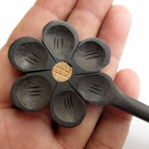 5 Pieces Ebony Wood Flower Hand Carved Hair Fork, Natural Wood Hair Stick, Wooden Hair Accessories, 1 Prong Hair Fork, GDS1042/11