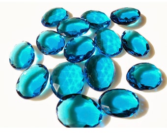 5 sztuk 18 x 13 mm do 16 x 21 mm każdy Hydro Quartz Rose Cut Swiss Blue Topaz Color Flat Loose Cabochons RS21/2