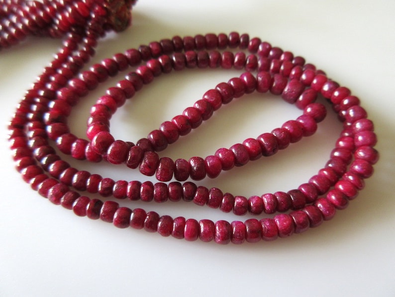 4 Strand Ruby Bead Necklace Natural Ruby Smooth Rondelle Etsy