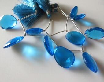 5 sztuk 15 mm do 18 mm Hydro Quartz Swiss Blue Topaz Kolor Przód Wiercony Fasetowany Płaski Tył Różany Cięty Luźne Kaboszony RR13/1
