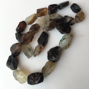Raw Banded Agate Marquise Beads, Natural Hammered Rough Agate Gemstone Beads, 16-25mm Approx, 20 Inch Strand, SKU-Rg34