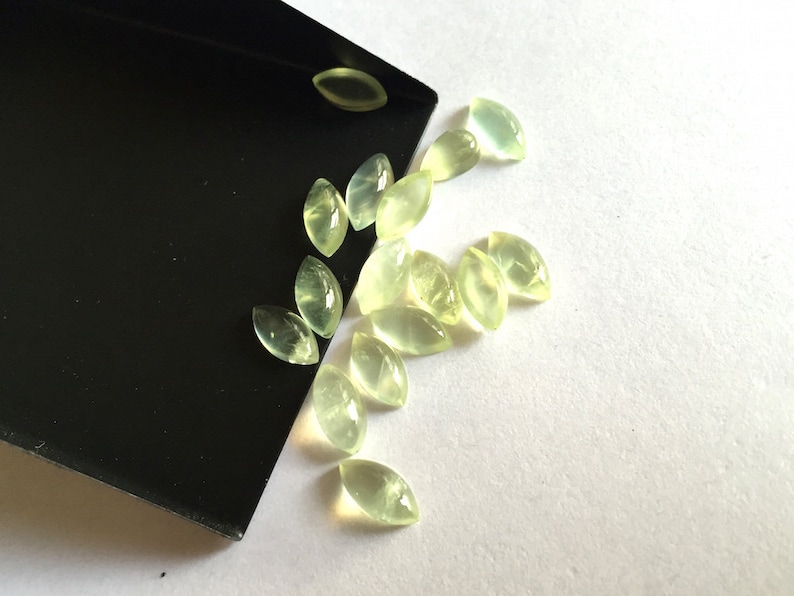 Marquise Shaped Prehnite Gemstone SKU-PR1 50 Pieces Prehnite Cabochon Lot Calibrated Cabochon 5x10mm