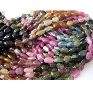 Tourmaline Beads, Oval Beads, Tourmaline Gemstone, Multi Tourmaline Beads, 6mm Each, 13 Inch Strand image 1