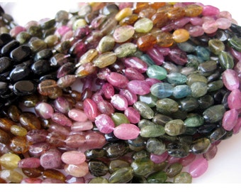 Tourmaline Beads, Oval Beads, Tourmaline Gemstone, Multi Tourmaline Beads, 6mm Each,  13 Inch Strand