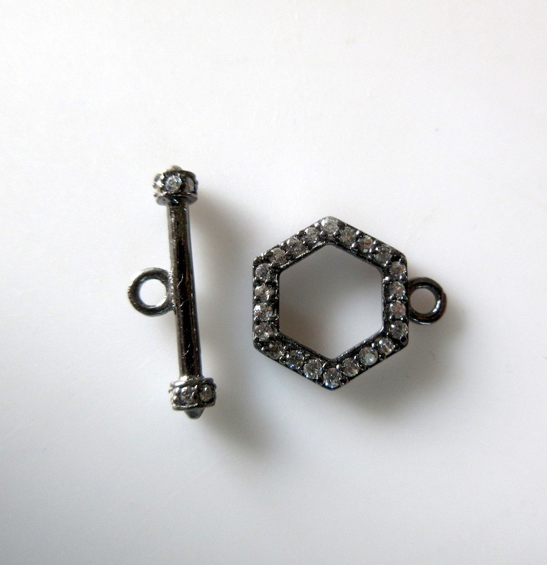 1 Set Sterling Silver Diamond Toggle Clasp With Cubic Zirconia Etsy
