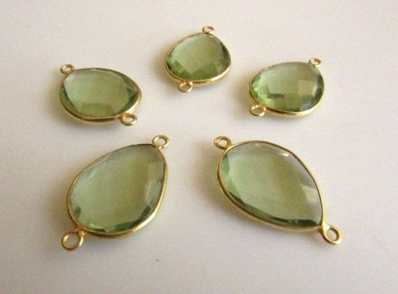 50 Pieces Green Hydro Quartz Jewelry Connectors, Green Amethyst 50 Pieces Green Hydro Quartz Jewelry Connectors, Green Amethyst