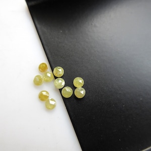 10 Pieces 2mm Natural Yellow Round Rose Cut Diamond Loose Flat Back Cabochon, Calibrated Rose Cut Diamonds, SKU-RCD32