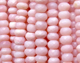 Pink Heated Peruvian Natural Opal Faceted Rondelle Beads 7.5mm Sold As 14 inches/7 inches Strand, GDS1311
