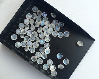 50 Pieces Wholesale 5mm Each Rainbow Moonstone Flashy Blue/White Faceted Round Shaped Loose Gemstone SKU-MS22