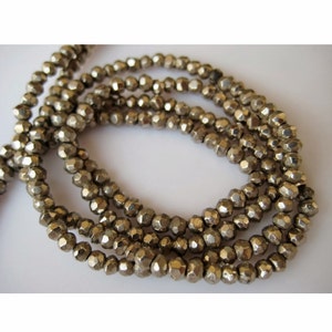 Natural Pyrite Micro Faceted Rondelle Beads, 3.5mm Beads, 13 Inch Strand, Wholesale Beads image 3