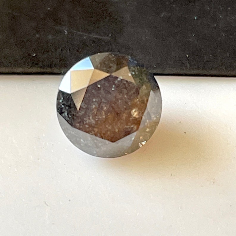 2.02CTW7.5mm Natural Clear Black Salt And Pepper Solitaire Round Brilliant Cut Faceted Diamond Loose For Ring DDS6917