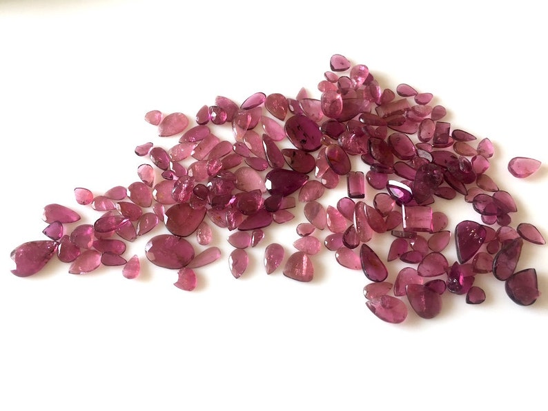 10 Pieces 5mm To 12mm Natural Pink Tourmaline Flat Back Faceted Rose Cut Loose, Tourmaline Gemstone Cabochons, GDS1071 image 7