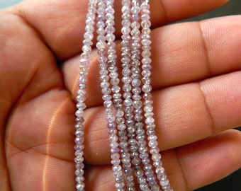 10 Beads Rare Pink Rough Diamond Faceted Beads, Raw Diamonds, 2.5mm To 1.5mm Each Approx