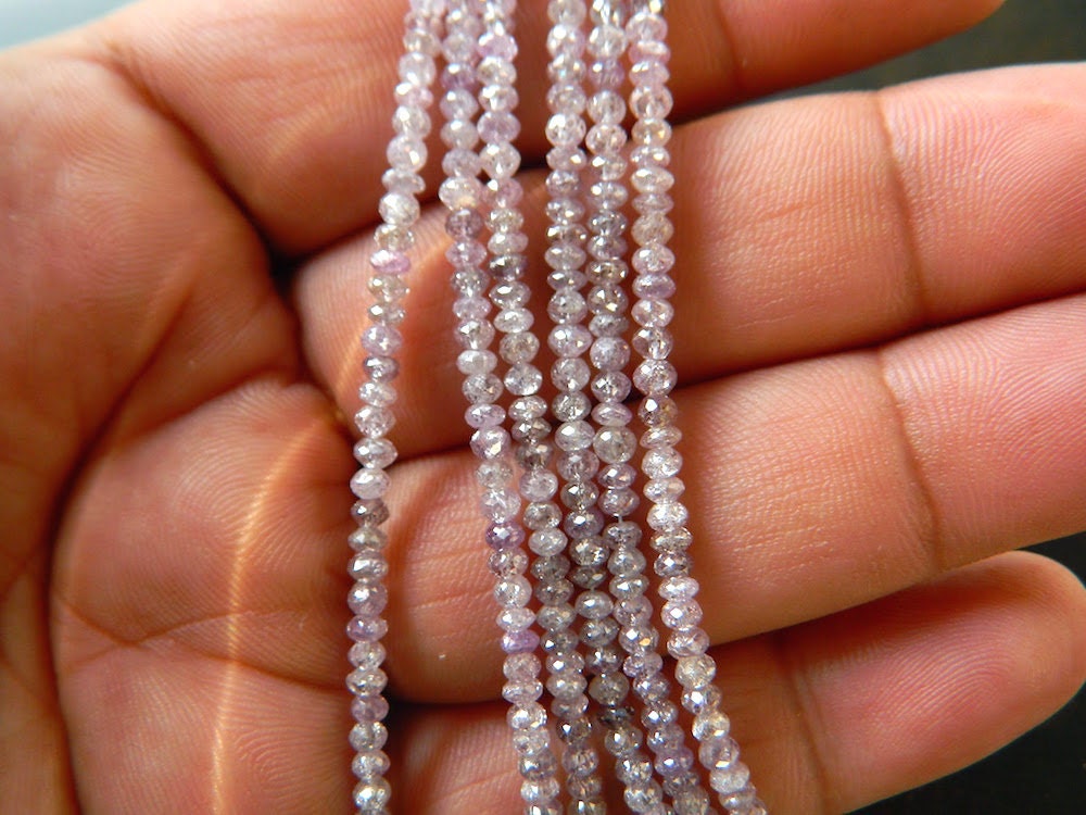 2mm to 3mm Natural White Raw Rough Uncut Diamond Beads, Natural White Diamond  Beads Loose, Sold as 4 Inch/8 Inch/16 Inch Strand, GFJ 