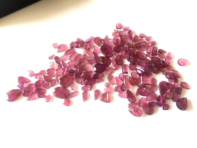 10 Pieces 5mm To 12mm Natural Pink Tourmaline Flat Back Faceted Rose Cut Loose, Tourmaline Gemstone Cabochons, GDS1071 image 5
