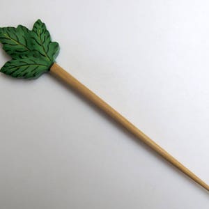 5 Pcs Wooden Hair Fork, Natural Wood Hair Stick, Wooden Hair Accessories, Hand Painted Maple Leaf Hair Stick, 1 Prong Hair Fork, GDS1042/1