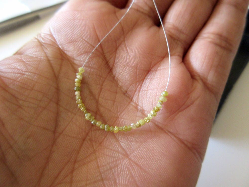 Perles Diamant Naturel Jaune Lâches - Format Rondelle 1 à 3 Mm - Pour Création De Bijoux