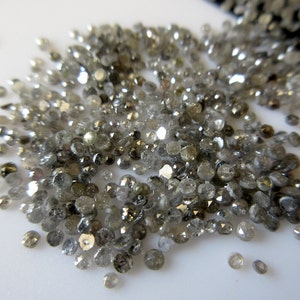2mm To 3mm Salt And Pepper Rose Cut Diamond Loose Cabochon, Natural Grey Black Faceted Loose Diamond, Sold As 10Pcs/50 Pcs/100 Pcs, DDS407/3