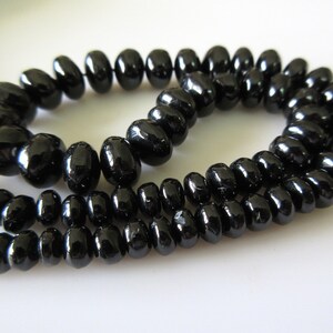 Black Spinel Gemstone Smooth Rondelle Beads, 6mm To 9mm Spinel Beads, 16 Inch Strand, Sold As 5 Strand/50 Strands, GDS534