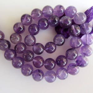 Amethyst Large Hole Gemstone beads, 8mm Amethyst Smooth Round Beads, Drill Size 1mm, 13 Inch Strand, GDS569