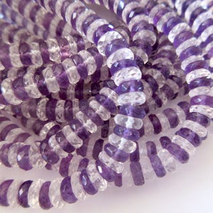 Crystal Quartz Pink Amethyst Faceted Tyre Rondelle Beads, 5.5mm To 6mm Natural Amethyst Beads, 16 Inch Strand, Gds730 image 1