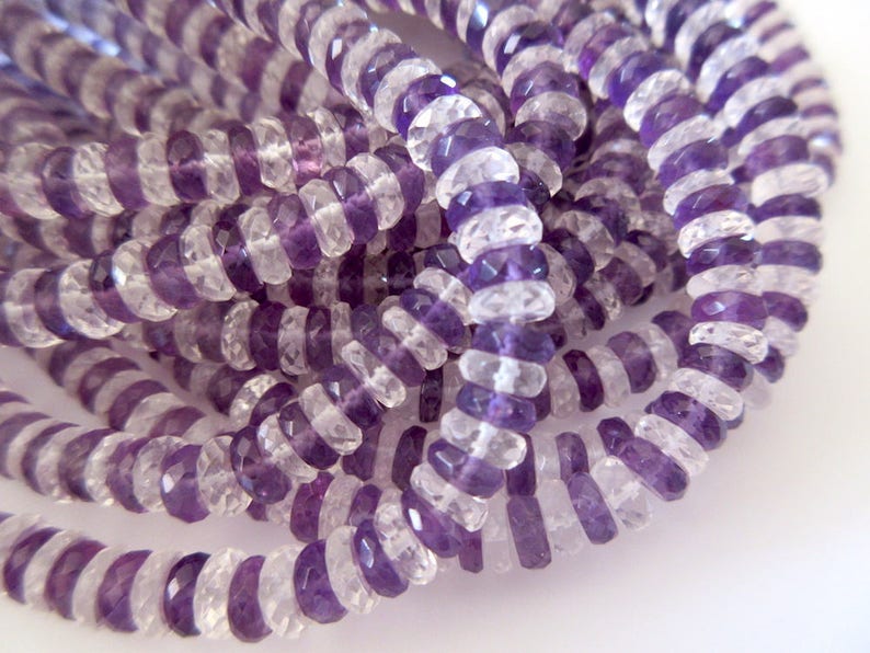 Crystal Quartz Pink Amethyst Faceted Tyre Rondelle Beads, 5.5mm To 6mm Natural Amethyst Beads, 16 Inch Strand, Gds730 image 1