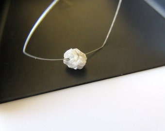 1 Piece Natural White Raw Rough Diamond, 1mm Drilled Large hole Diamond Bead, White Raw Uncut Diamond, 5mm to 5.5mm Approx, DDS104/1