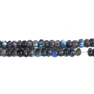 Natural Labradorite Carved Melon Beads, 5mm to 7mm Blue Labradorite Melon Pumpkin Gemstone Beads, Jewelry Making, 9 Inch Strand, GDS2280/17